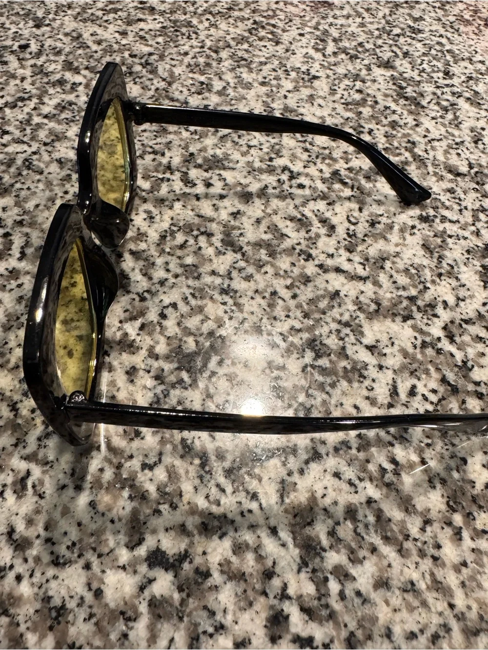 Embellished Oversized Square Sunglasses - Yellow Lenses